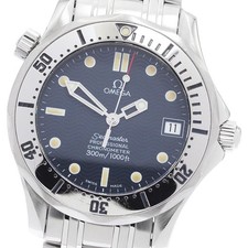 Orologio automatico da ragazzo Omega Seamaster Diver 300M 2552.80 data quadrante blu navy_896923