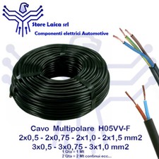 Cavo Multipolare H05VV-F H03VV-F Nero 2x0,5 2x0,75 2x1 2x1,5 3x0,5 3x0,75 3x1,00