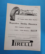 PUBBLICITA' 1930 PIRELLI SUPERFLEX IV MILLE MIGLIA TARGA FLORIO ALFA ROMEO VARZI