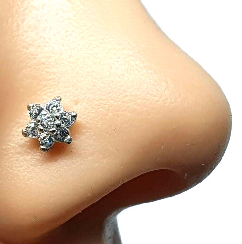 Fiore naso borchia argento - fiore, 7