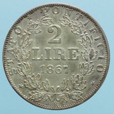 PIO IX 2 LIRE 1867 ROMA