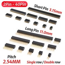 Connettore Presa Femmina Verticale Testata PCB 2,54mm 0,1", Pin Singola/Doppia Fila