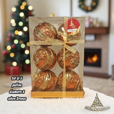 Eleganza Natalizia: Set 6 Palline di Natale Bronzo & Oro – Ø 8 cm Colori caldi