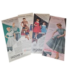 Vtg 50's Indian Head Cotton Fabrics Print ADs x 4 Fashion Sewing from Patterns