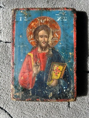 Icona greca dipinta tavola - dipinta,