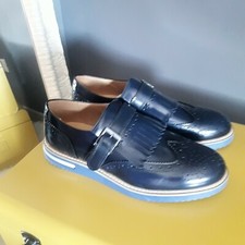 Scarpe Uomo elegante casual  Fibbia  Stile Versace colore Blu pelle lucido 
