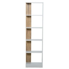 HOMCOM Scaffale Libreria a Parete in Legno Color Rovere e Bianco con 5 Ripiani