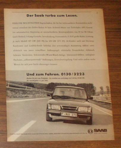 Rara pubblicità saab - rara, 90