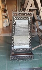 SPECCHIO PARETE CON MENSOLA LEGNO PORTAOGGETTI SPECCHIO FERRO BATTUTO SPECCHIERA