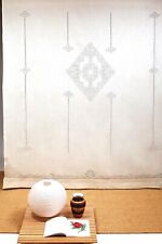 Tenda di Lino bianco Ricamata a Mano sfilato, intaglio e gigliuccio cm 270x310