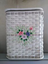 Cesta porta biancheria bianca vimini fiori portabiancheria sacco vintage 
