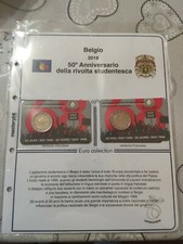 BELGIO 2018 COPPIA COINCARD 2€ "50th ANN. RIVOLTA STUD." VERS. FRA+OLA+FOGLIO