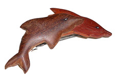 COPPIA DELFINI in legno 80s