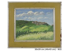 QUADRO AD OLIO PAESAGGIO CAMPAGNA PIEMONTE OPERA PITTORE LOCALE FIRMATO B22