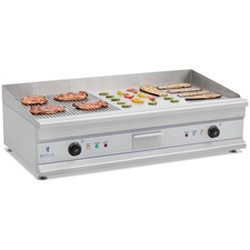 Piastra Elettrica Inox Professionale Fry Top Barbecue 230V Liscia + Rigata 100Cm