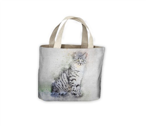 Grigio gatto disegno borsa - gatto,
