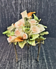 porcellana capodimonte cestino con fiori e argento 800 cm 7 x9 h