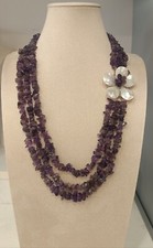 Collana artigianale Ametista naturale 3 fili