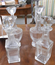 Set Vintage Olio Aceto Quattro Bottiglie In Vetro.