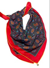 Foulard Silk Unisex Vintage Rare Made In Italy Paisley Pattern Perfect 70x70 Cm 