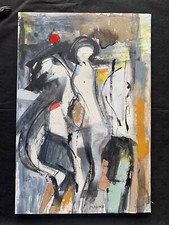 MARINO MARINI-OLIO SU TELA ORIGINALE DEGLI ANNI 60-CAVALLO E CAVALIERE -omaggio