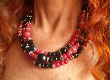 ❤️??COLLANA DONNA PIETRE DURE ONICE NERO, PIETRE ROSSE, CRISTALLI, BRILLANTINI