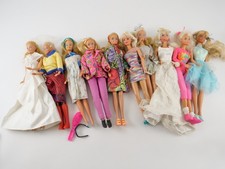 Lotto Di 10 Bambola Barbie Mattel Anni 80/90 Con Abiti E Accessori Vintage IN