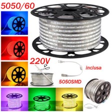 STRISCIA LED RGB SMD 5050 STRIP 220V BOBINA BIANCA TUBO ESTERNO INTERNO 1 A 100M