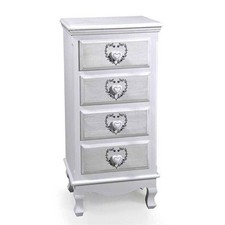 VINCY CASSETTIERA CON DECORO CUORE A 4 CASSETTI 40X30X82 CM BIANCA
