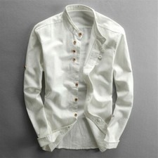 Mens Cotton Linen Formal Shirt
