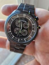 Citizen Eco-Drive Chronograph Bull-head black case PVD covered with lime insert