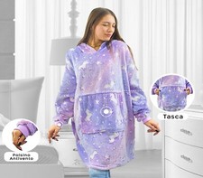 Felpa GIGANTE Pile Con Maniche Coperta ULTRA MORBIDA Luminosa In Vari Colori