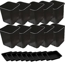 vaso plastica quadrato resistente nero 11 L con sottovaso 10 vasi piante fiori