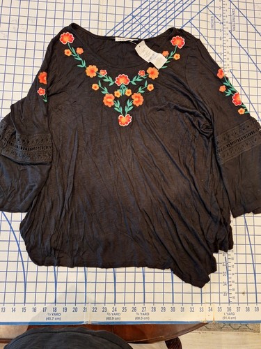 Top hannah nero ricamato con - top,