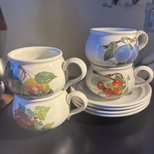 4x Tazze e Piattini Portmeirion Pomona Il Giardino della Frutta Made in England Mint 