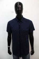 Class Roberto Cavalli Camicia Uomo Taglia 52 Chemise Shirt Cotone Blu Logo