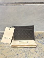 portacarte gucci nero in pelle con dust bag