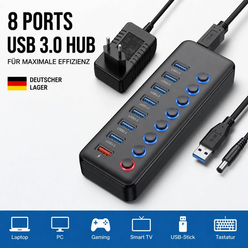 Hub usb 8 porte - usb, 3.0
