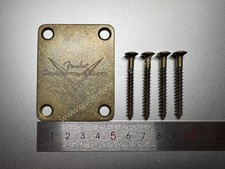 1Pz Per Fender Custom Shop Chitarra Basso Stone Wash Distressed Neck Plate +4Vite