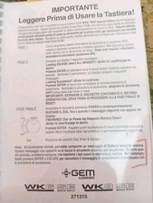 Vendo Manuale D Uso  Per tastiera Gem Wk8