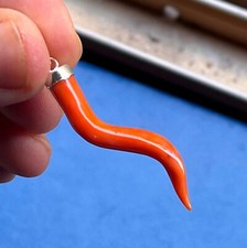 Ciondolo goccia corallo rosso argento oro dipper 24k 