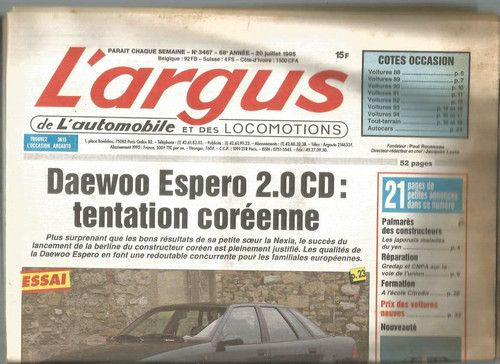 Argus 3467 daewoo espero - l'argus,