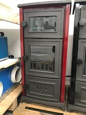 STUFA A LEGNA IN GHISA CON CARICA FRONTALE SPORTELLO IN VETRO 6Kw SCALDAVIVANDE