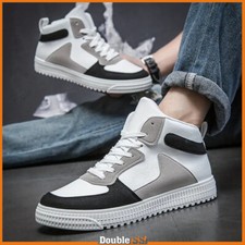 Scarpe da Uomo Bianche Sportive Sneakers in eco pelle Ginnastica Eleganti Alte