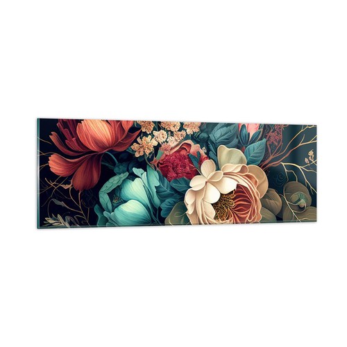 Quadro vetro 90x30cm fiori - su,