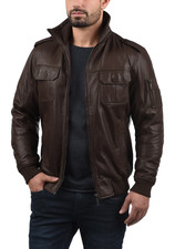 Giacca in pelle bomber marrone