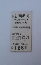 CECINA - VOLTERRA SALINE POMARANCE / Biglietto Treno 1961 - ITALY Train Ticket