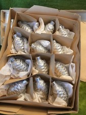 12 vecchie palline di Natale addobbi albero di Natale palline di vetro coni argento 25/183