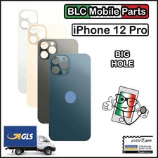 VETRO SCOCCA IPHONE 12 PRO BACK COVER BIG HOLE COPRI BATTERIA APPLE BIANCO NERO