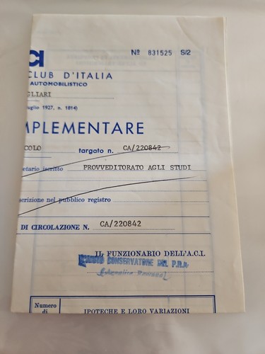 Foglio complementare - a.c.i.,
